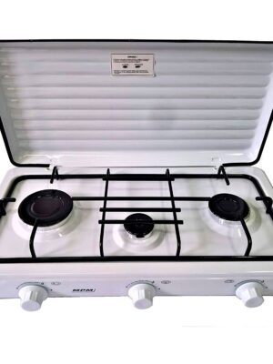 Cuisinière à gaz portable pour le camping, 3 brûleurs, blanc, MPM, KN-03/1K, , Blanc