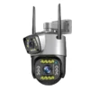 CAMERA DE SURVEILLANCE  EXTERIEURE DUAL LENS  elle intègre deux objectifs dans un seul boîtier, ce qui lui permet de combiner deux angles de vue ou deux types d’images
