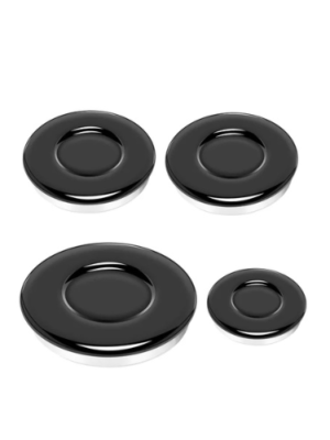 Chapeaux et couronnes de brûleurs Auxiliaire (Petit) : Diamètre d'environ 45 à 50 mm pour mijoter. Semi-rapide (Moyen) : Diamètre d'environ 65 à 75 mm pour les cuissons courantes. Rapide (Grand) : Diamètre d'environ 90 à 100 mm pour chauffer de grands volumes.