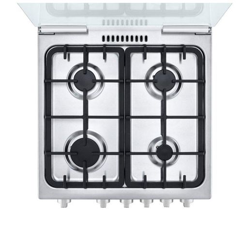 CUISINIERE A GAZ 4 FEUX  60 CM Sécurité totale 1 brûleur Rapide (grand) pour bouillir l'eau ou saisir les viandes. 2 brûleurs Semi-rapides (moyens) pour les cuissons quotidiennes. 1 brûleur Auxiliaire (petit) pour mijoter ou les petites casseroles