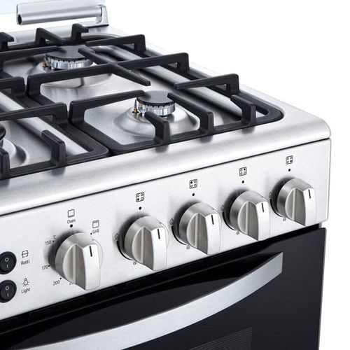 CUISINIERE A GAZ 4 FEUX  60 CM Sécurité totale 1 brûleur Rapide (grand) pour bouillir l'eau ou saisir les viandes. 2 brûleurs Semi-rapides (moyens) pour les cuissons quotidiennes. 1 brûleur Auxiliaire (petit) pour mijoter ou les petites casseroles