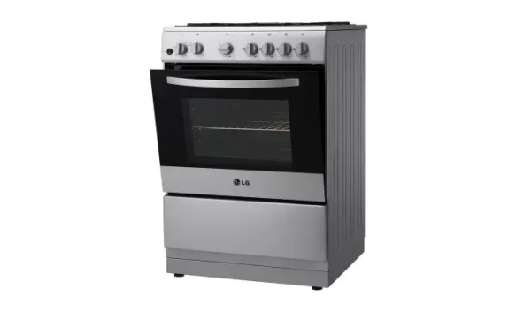 Cuisinière LG LF68V00S 4 Brûleurs à gaz : Puissance échelonnée de 1,0 kW à 3,6 kW pour s'adapter à tous les récipients (mijoteur à brûleur rapide triple couronne). Grilles en fonte : Supports massifs offrant une stabilité maximale, hautement résistants aux déformations dues à la chaleur intense.