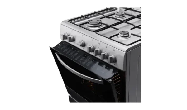 Cuisinière LG LF68V00S 4 Brûleurs à gaz : Puissance échelonnée de 1,0 kW à 3,6 kW pour s'adapter à tous les récipients (mijoteur à brûleur rapide triple couronne). Grilles en fonte : Supports massifs offrant une stabilité maximale, hautement résistants aux déformations dues à la chaleur intense.