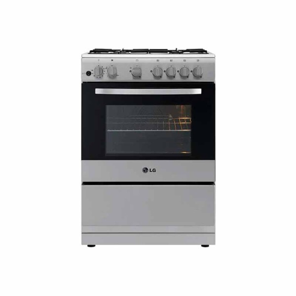 Cuisinière LG LF68V00S 4 Brûleurs à gaz : Puissance échelonnée de 1,0 kW à 3,6 kW pour s'adapter à tous les récipients (mijoteur à brûleur rapide triple couronne). Grilles en fonte : Supports massifs offrant une stabilité maximale, hautement résistants aux déformations dues à la chaleur intense.