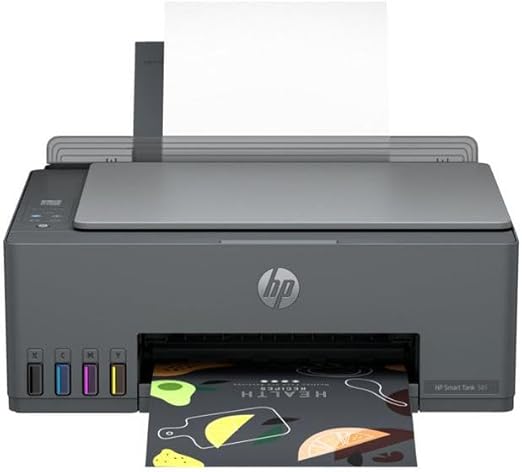Imprimante HP smart tank 581 H3Vitesse et résolution 1200 dpi L'HP Smart Tank 581 imprime jusqu'à 12 pages par minute en noir et 5 pages par minute en couleur, avec une résolution maximale de 1200 × 1200 dpi.