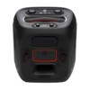 JBL Partybox Jeux de Lumière : Anneaux lumineux et flashs stroboscopiques synchronisés sur la musique. Étanchéité IPX4 : Résiste aux éclaboussures (pluie fine ou verres renversés).