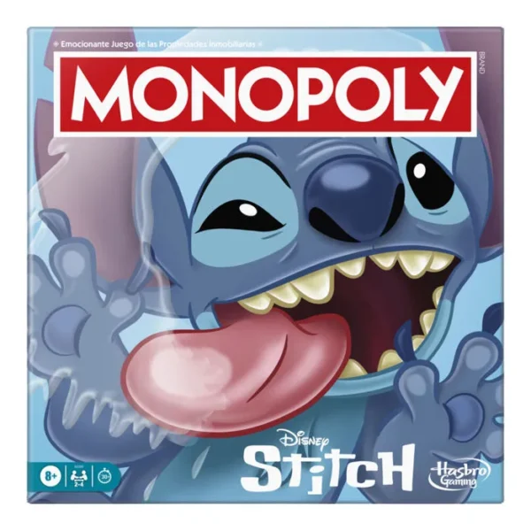 Jeu de société  Hasbro Spanish Disney Le concept : Le plateau de jeu classique est remplacé par des activités de plage et des lieux issus de l'univers de Lilo & Stitch. Les pions : Comprend 4 pions exclusifs représentant Stitch dans différentes postures amusantes et colorées.