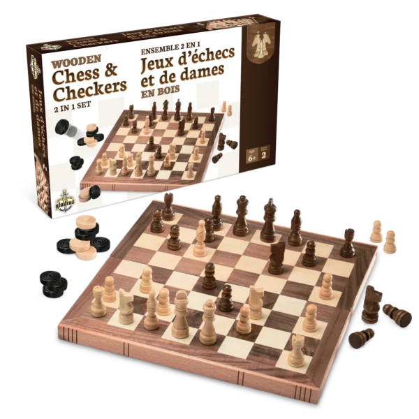 Jeu d`échecs et de dames Le plateau : En version internationale (la plus courante en France), il utilise un damier de 100 cases (10x10). Les joueurs n'utilisent que les cases foncées.