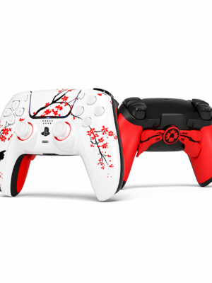 Manette PS5 personnalise Coques interchangeables : Remplacement de la face avant et arrière par des motifs complexes (ex. : thème Manga, style bois ou graffiti) ou des textures mates, chromées et holographiques.