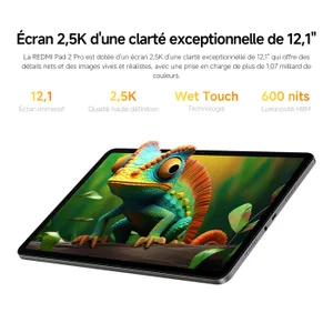  Redmi Pad  2 Pro Capacité massive de 10 000 mAh offrant plus de 12 heures de lecture vidéo continue [1]. Charge : Compatible avec la charge rapide 33W via le port USB-C [1].