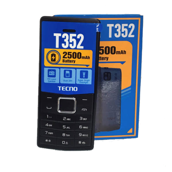 Téléphone Classique TECNO T352 Divertissement et Audio : Radio FM sans fil utilisable directement sur le haut-parleur externe sans brancher d'écouteurs, et lecteur de musique MP3.