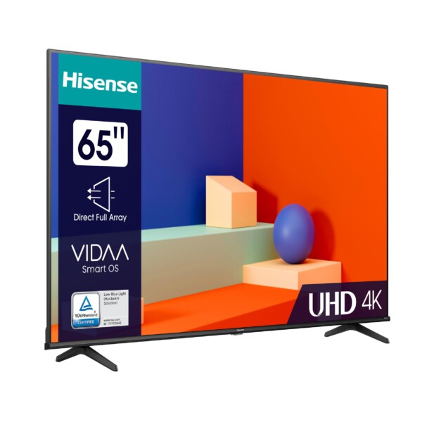 TV HISENSE SMART TV UHD 4K 65'' 65A6K Affichage et Fluidité : Écran LCD mat à rétroéclairage Direct LED avec une résolution 4K Ultra HD (3840 x 2160 pixels).