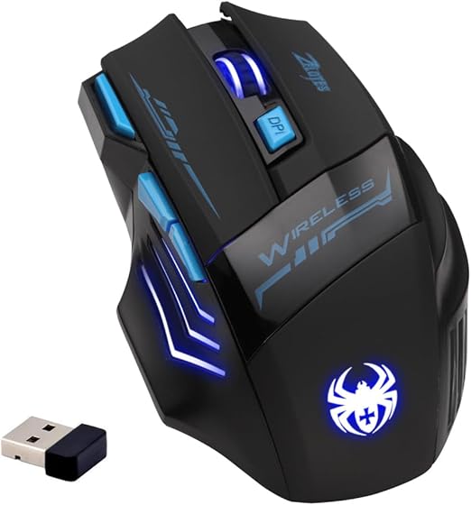 ZELOTES-SOURIS Design Ergonomique : Forme profilée pour les droitiers avec un repose-pouce élargi pour réduire la fatigue de la main. Rétroéclairage LED dynamique