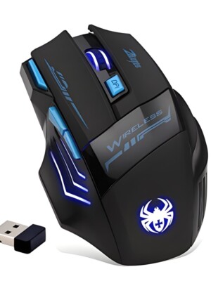 ZELOTES-SOURIS Design Ergonomique : Forme profilée pour les droitiers avec un repose-pouce élargi pour réduire la fatigue de la main. Rétroéclairage LED dynamique