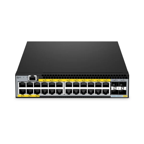 S3400C-24MG4S orts : 24 × 100M/1G/2,5G RJ45 + 4 × 1/10G SFP+. PoE+ : Jusqu’à 30W par port, budget total 380W. Capacité de commutation : 200 Gbps.
