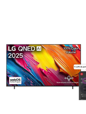 TV LG QNED AI QNED70 4K 86 pouces Écran : 86 pouces, résolution 4K UHD (3840 × 2160) Technologie  QNED (Quantum Dot + NanoCell), rétroéclairage Edge LED