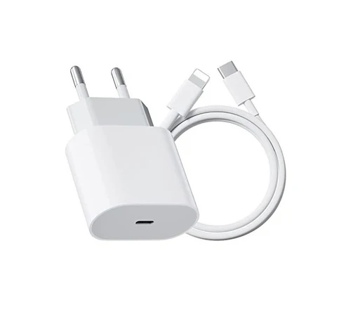 Chargeur IPhone  Puissance 20 W avec un adaptateur secteur compatible.