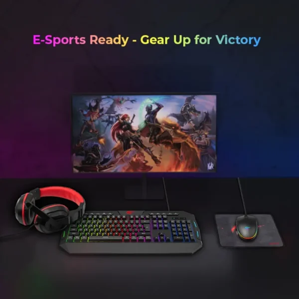 HAVIT Gaming Combo Éclairage RGB 16,8M couleurs : Effets lumineux personnalisables avec transitions fluides. Durabilité élevée : Clavier testé pour 50 millions de frappes, souris pour 5 millions de clics.