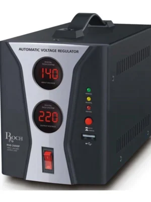 Régulateur Roch Capacité 2000VA. Tension d’entrée : 140V – 260V. Tension de sortie : 220V – 240V.