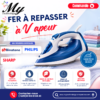 Fer à repasser à Vapeur BINATONE 2410 Puissance : 1600 W, chauffe rapide. Réservoir d’eau : 250 ml, suffisant pour plusieurs vêtements. Semelle : anti‑adhésive, glisse fluide sur tous types de tissus.