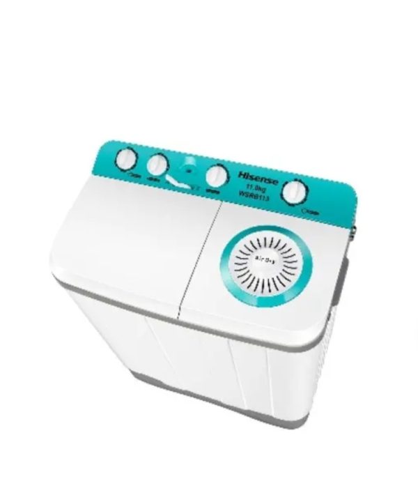 HISENSE WM WSPA 503 5Kg Capacité 5 kg adaptée aux petites charges (jeans, draps, vêtements quotidiens). Double cuve : une pour le lavage, une pour l’essorage.