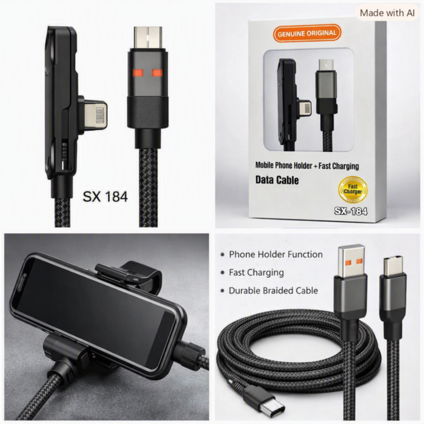 Câble SX 184 | 1 m à 1,8 m  de Longueur | supporte la charge rapide (jusqu’à 20 W) et transferts plus rapides