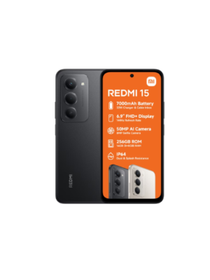 Redmi 15 | RAM 6 GB | Stockage 128 GB | Batterie  7 000 mAh | Recharge rapide  33 W  (≈ 57 min pour 50 %)