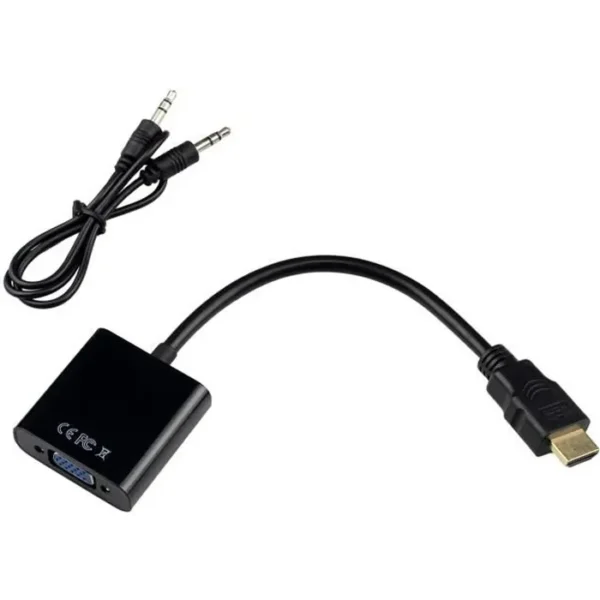 Adaptateur HDMI Vers VGA | jusqu’à 1080p @ 60 Hz  | Compatibilité PC portables, consoles